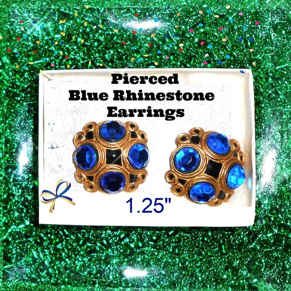 Royal Blue & Gold Earrings - Picture 3 of 7